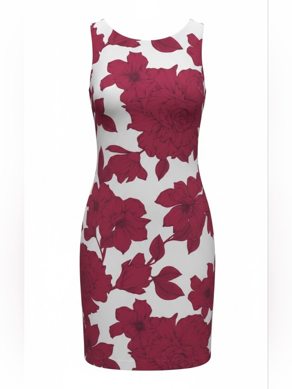 NWT Banana Republic White and Red Floral Sleeveless Mini Sheath Dress Size 4